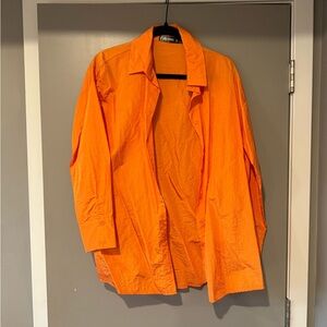 Orange Oversized Button-Up Shirt